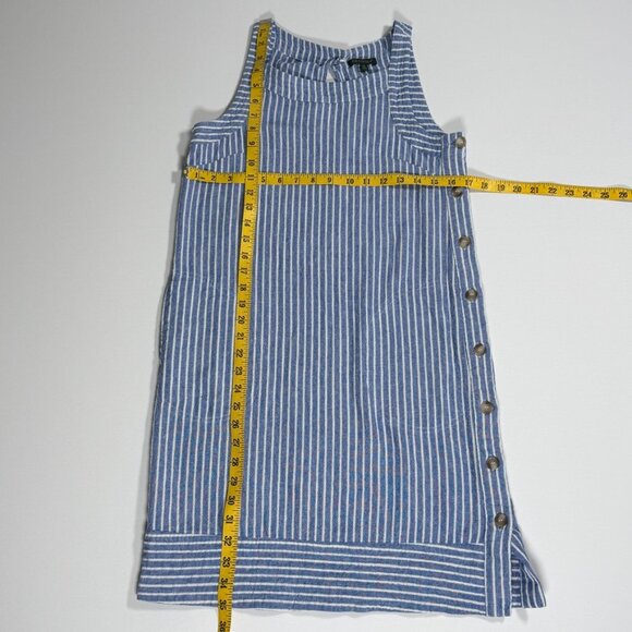 Sleeveless For Cynthia Blue and White Stripe Linen Dress - Picture 5 of 7